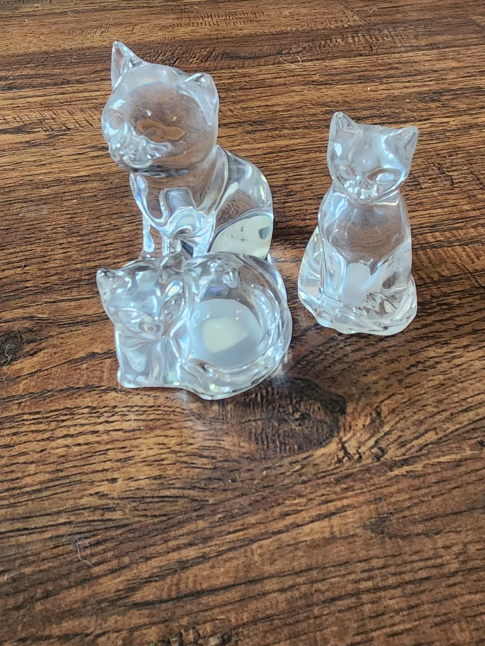 Crystal Cat Salt And Pepper Shaker Set And Paper Weight